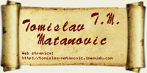 Tomislav Matanović vizit kartica